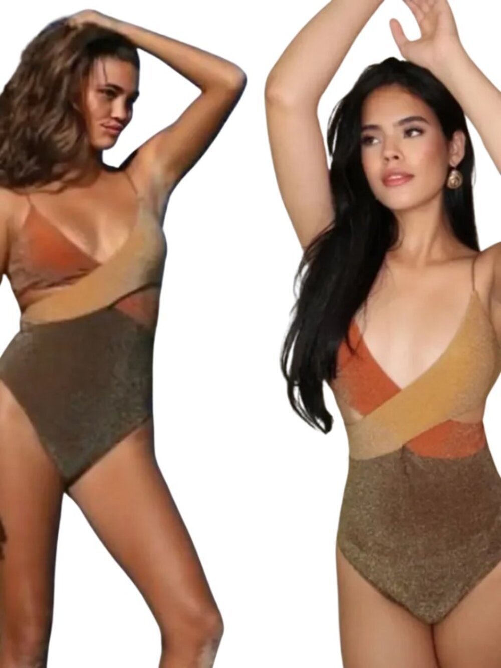 It's Now Cool Free People Riot Shimmer One Piece Swimsuit Women Large Bronze NWT